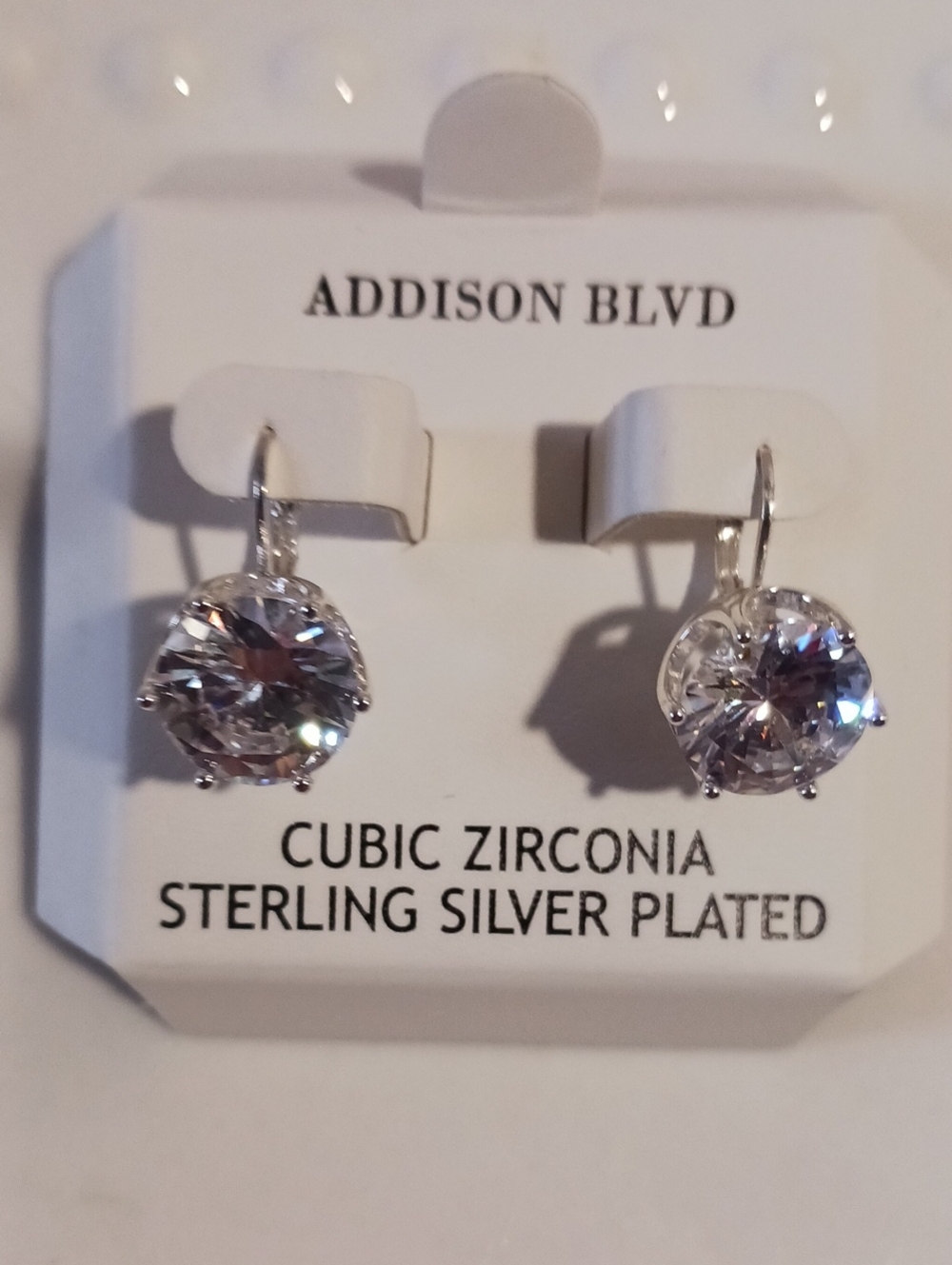Addison Blvd Sterling Silver-Plated Cubic Zirconia Drop Earrings - Clear ⚜️